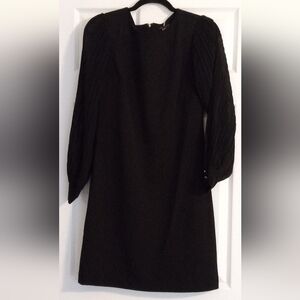 Tommy Hilfiger Women's Long Sleeve Twofer Scuba Crepe Dress, Black, 4